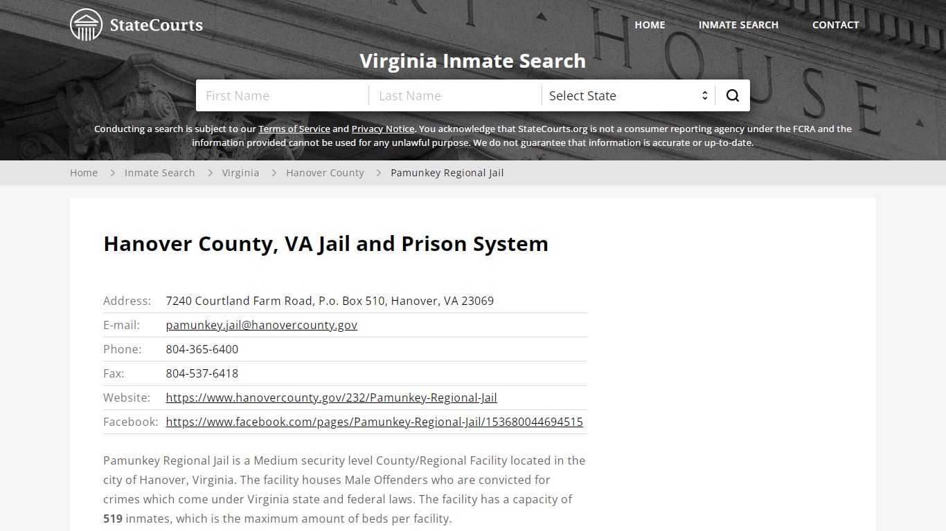 Pamunkey Regional Jail Inmate Records Search, Virginia ...